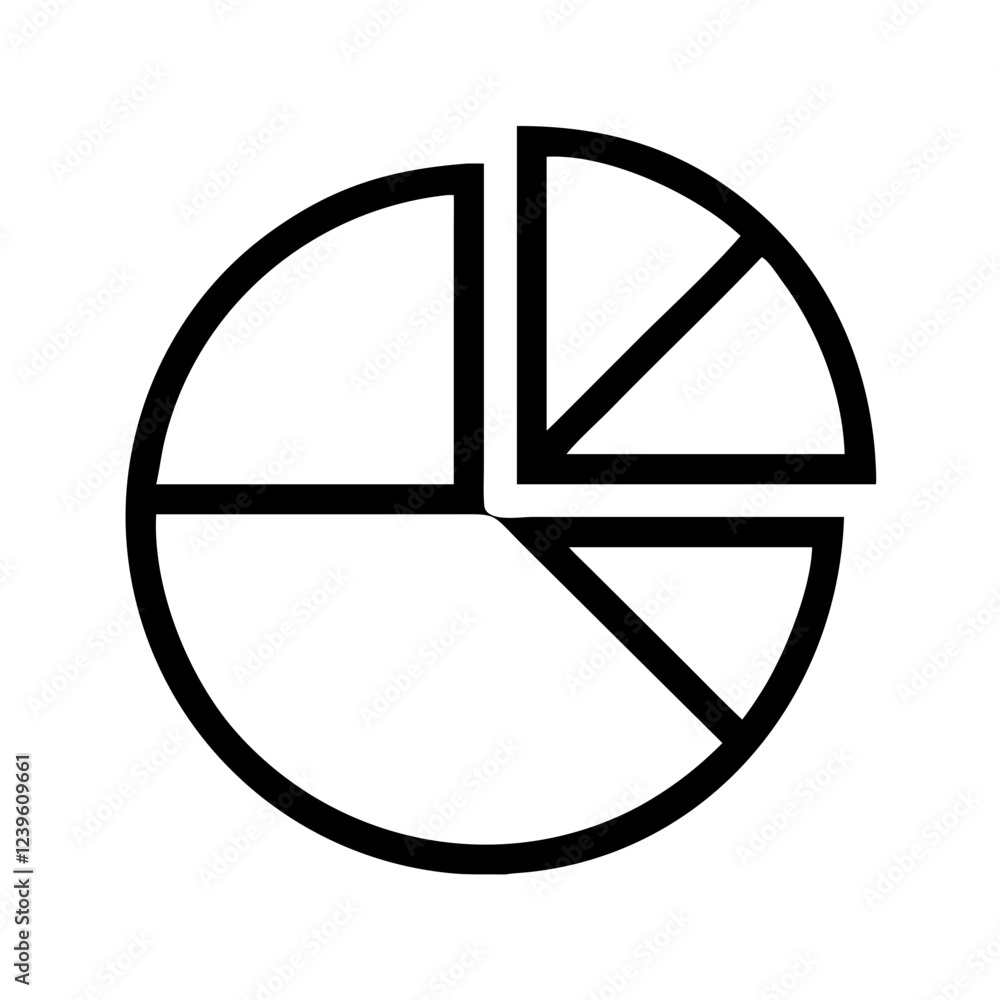 Poster segmented pie chart icon: data visualization, business analytics, marketing infographic element,