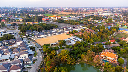 Aerial view of suburban residential houses in Chiang Mai, Thailand