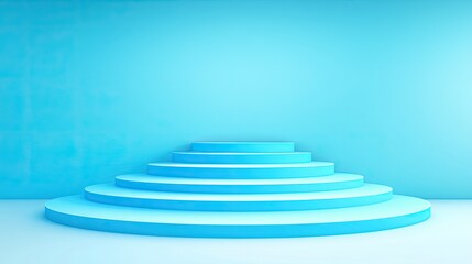 Obraz premium Circular Platform with Four Levels Against a Light Blue Wall