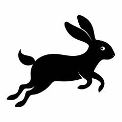 Minimalist Black Rabbit Silhouette: A Leap of Faith, Elegance, and Springtime Freedom. Perfect for  