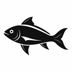 Elegant Minimalist Black Silhouette of a Swimming Fish: Perfect for Logos, Branding, and Aquatic    