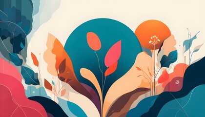 Vibrant Floral Sunset Illustration