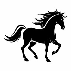 Majestic Galloping Horse Silhouette: Wild, Free, and Powerful Equestrian Art mane farm speed black  