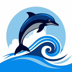 Oceanic Leap: Silhouette of a Dolphin Soaring Above Waves, a Majestic Marine Scene sea sky jump dark