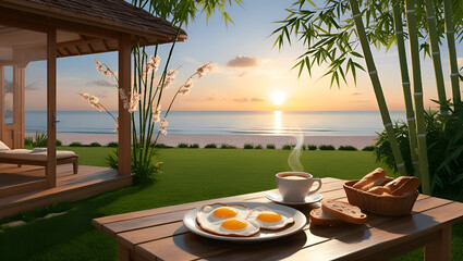 Fototapeta premium breakfast on the beach