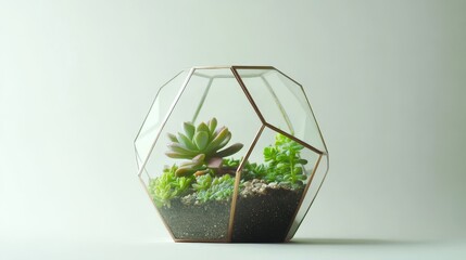 Modern geometric terrarium with succulent