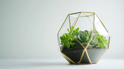 Obraz premium Modern geometric terrarium with succulent
