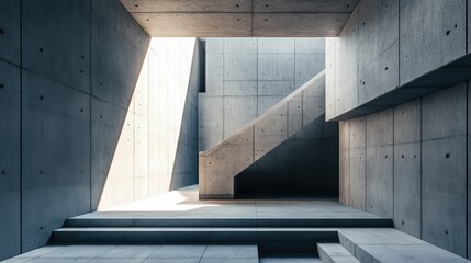 Minimalist Concrete Temple House with Geometric Shapes