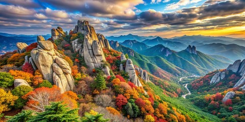 Breathtaking Panorama of Bukhansan National Park's Majestic Peaks