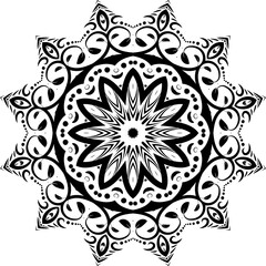 Vector illustration of oriental mandala. Floral and zentangle stylization. Background, print, tattoo design