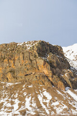 Winter peaks of Georgian mountains in snow.