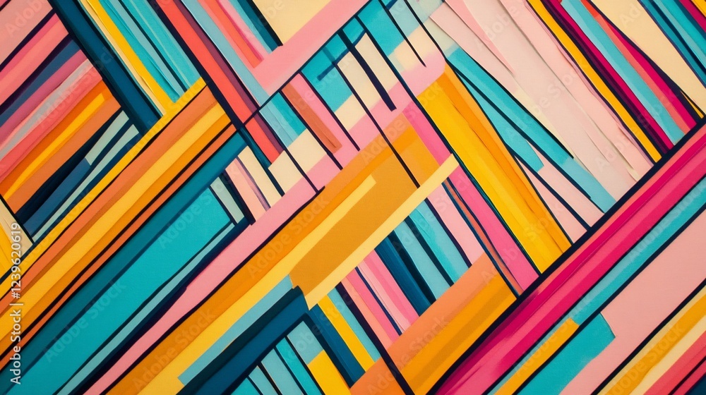 Poster colorful abstract geometric pattern with diagonal lines and vibrant hues