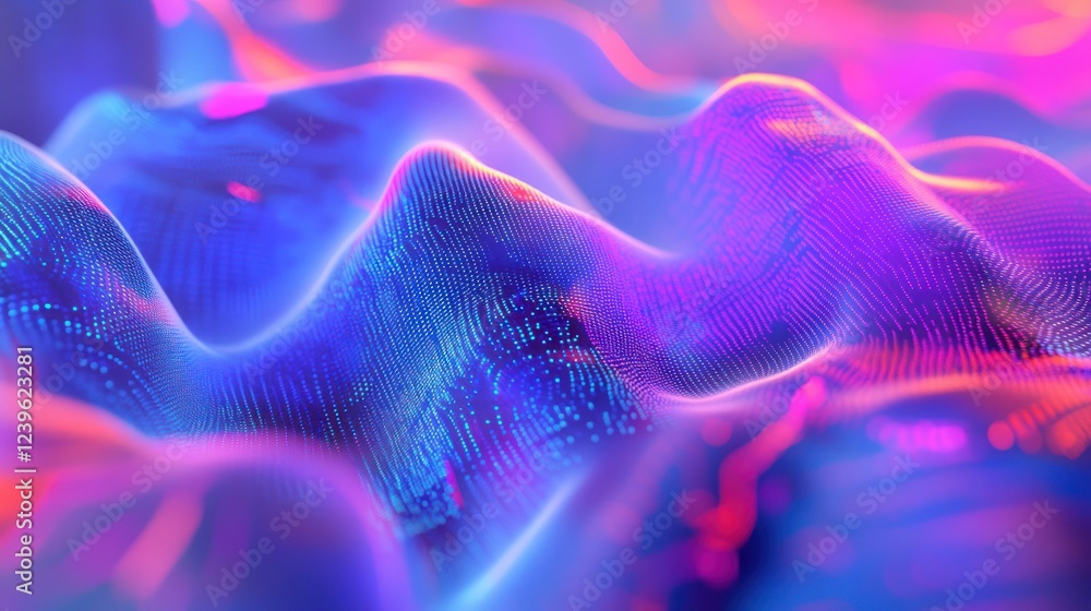 Poster abstract digital wave pattern with flowing and glowing lights creating futuristic background