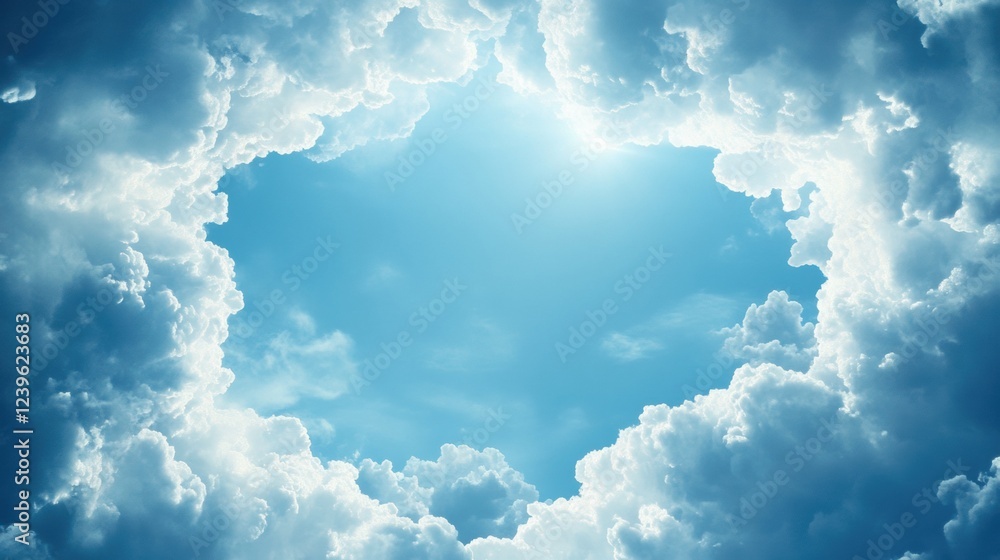 Aufkleber Cloud formations with bright blue sky creating a serene atmosphere during daytime in a natural environment. Generative AI