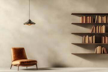 Sleek modern reading area with stylish bookshelves cozy atmosphere interior design minimalist aesthetic indoor view conceptual inspiration