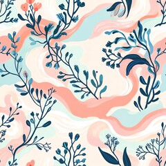 Abstract Floral Swirl Pattern: Pastel Dreamscape