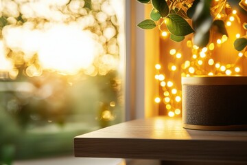 Fototapeta premium Stylish modern reading corner with sleek bookshelves cozy atmosphere indoor evening view relaxation concept
