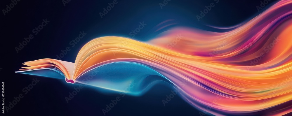 Aufkleber vibrant abstract library design with fluid structures virtual space digital art imaginative environm