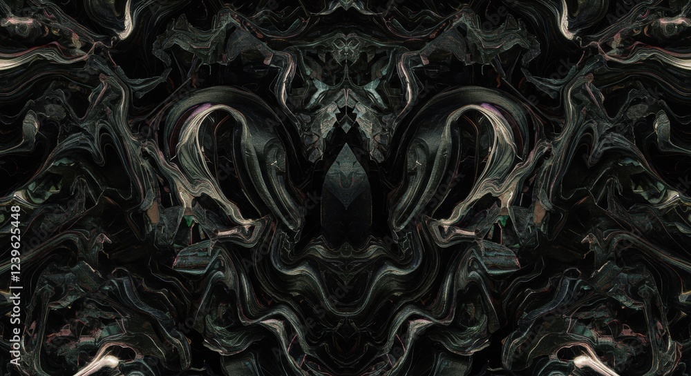 Poster abstract dark swirls creating mystical symmetry in intricate design