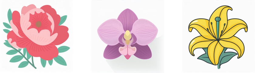 Triple floral illustration: a chrysanthemum, carnation, and daffodil.  Double exposure style.