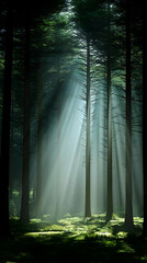 Sunbeams Illuminate Dark Forest