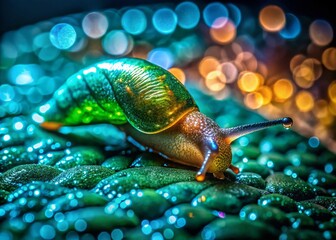 Close-up Macro Photography of a Naked Slug on a Green Leaf