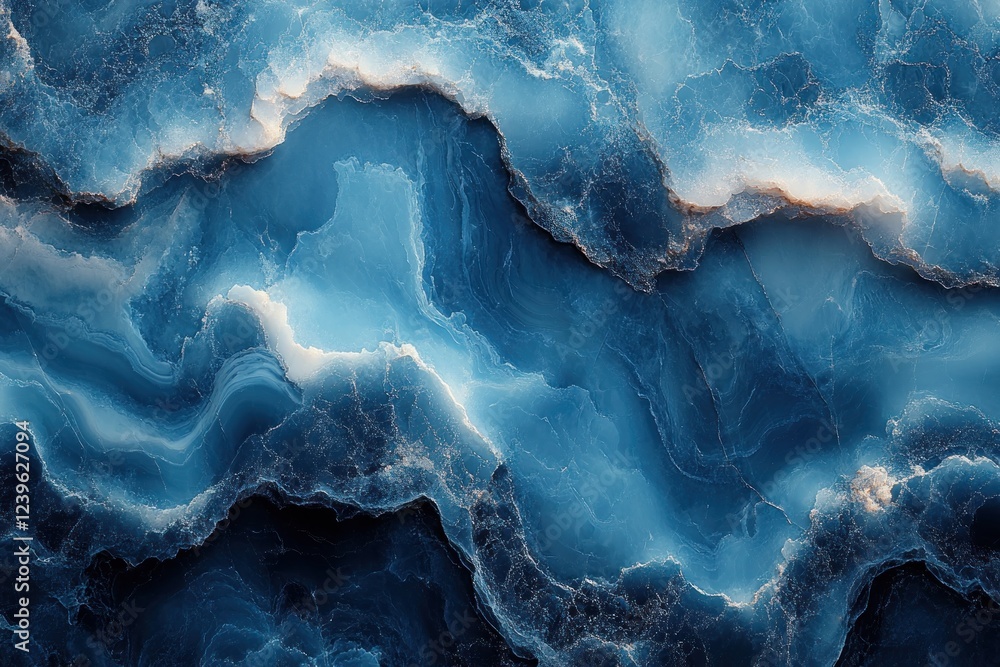 Poster blue agate stone texture with swirling patterns and depth