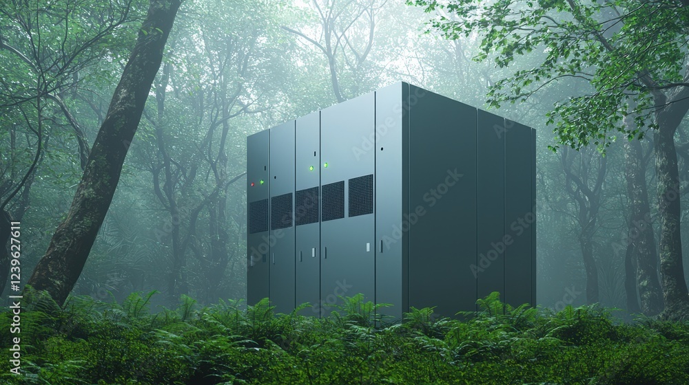 Poster a conceptual image showing the correlation between nature and technology.
