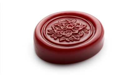 Red wax signet with floral pattern, perfect for sealing letters