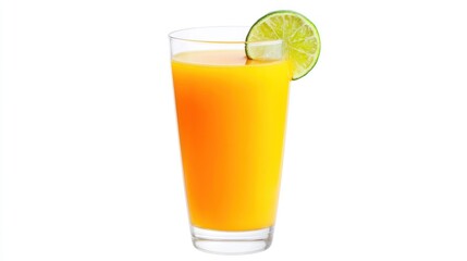 Fototapeta premium Glass of Orange Juice with Lime Garnish