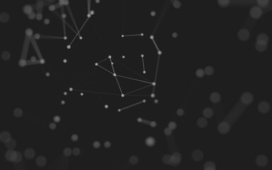Fototapeta premium Abstract background. Molecules technology with polygonal shapes, connecting dots and lines. Connection structure. Big data visualization.