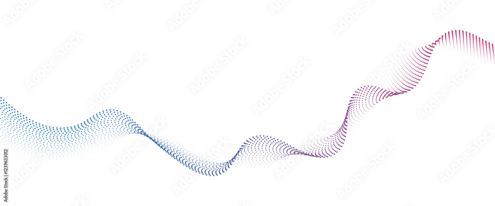 Poster flowing dot wave halftone gradient pattern on transparent background