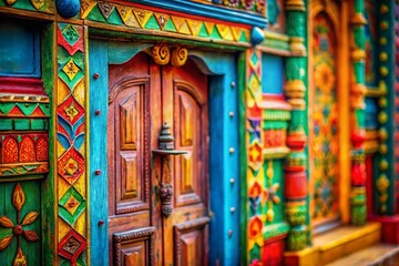 Fototapeta premium Colorful Old Door in Tilt-Shift Perspective