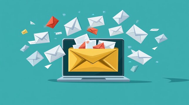 Vector Illustration of Spam Email Concept Spam Attack Phishing Scams and Malwares Entering Network