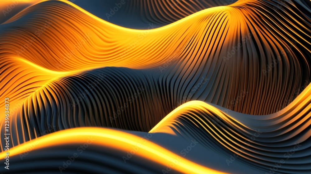 Poster abstract flowing waves with glowing light creating a dynamic texture