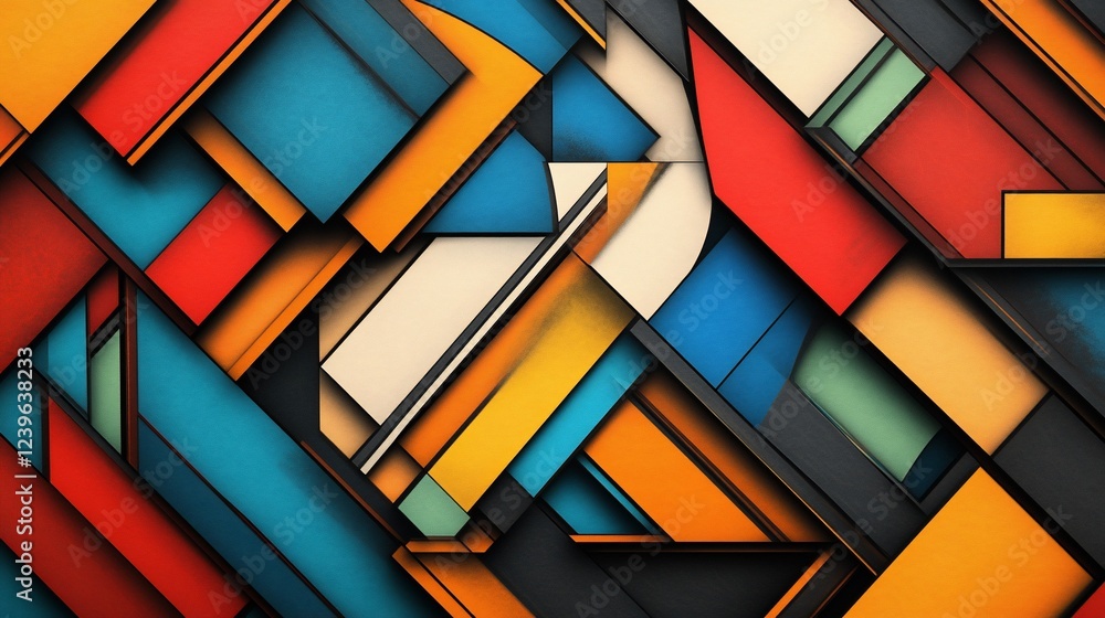 Poster colorful geometric abstract with dynamic shapes creating a modern art backdrop