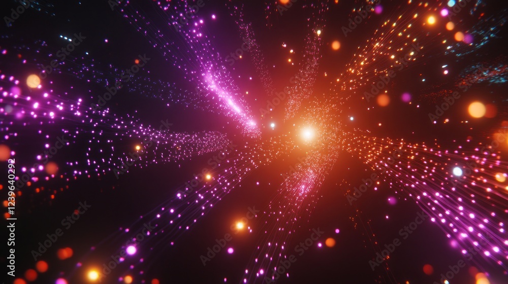 Poster abstract luminous particles with radiant energy in a dynamic flow pattern