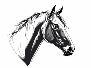 Monochrome Illustration of a Horse Head