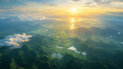 Fototapeta premium Sunrise Clouds Sea Mountains