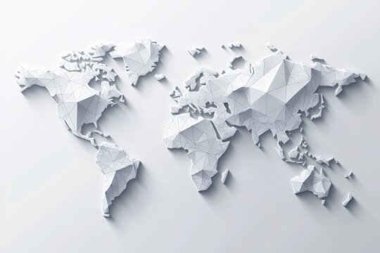 Flat vector illustration of a gray world map on a white background - Powered by Adobe