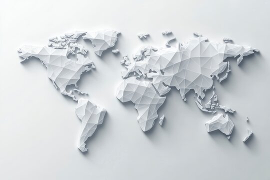 Flat vector illustration of a gray world map on a white background