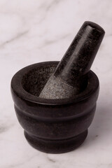 Closeup of pestle and mortar in the kitchen