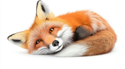 Obraz premium Cute and Playful Fox Illustration with Bright Orange Fur and Smile