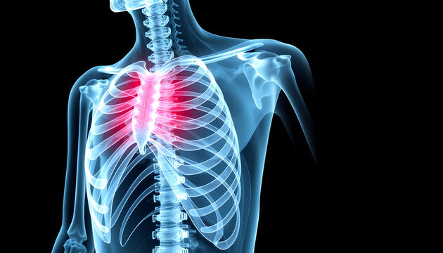Xray of a human torax , with white tonespng
