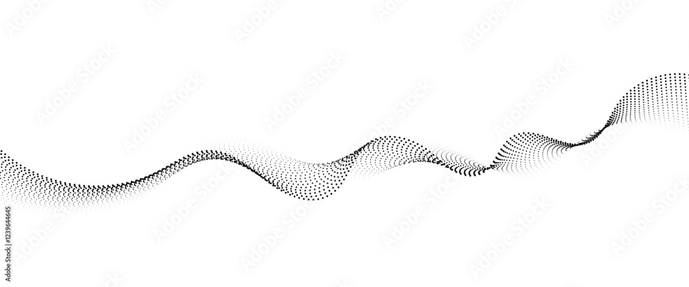 Poster flowing dot wave halftone gradient pattern on transparent background