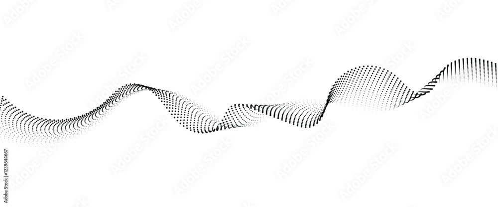 Poster flowing dot wave halftone gradient pattern on transparent background