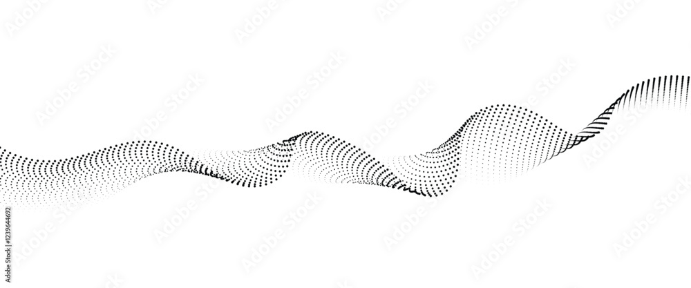 Poster flowing dot wave halftone gradient pattern on transparent background