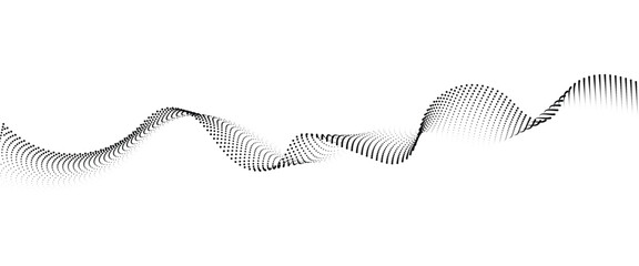 Flowing Dot Wave halftone gradient pattern on transparent background	

