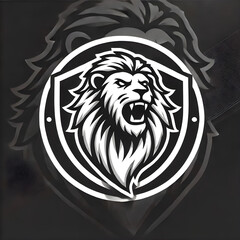 simple monochrome lion logo for sports team