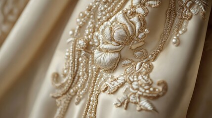 Obraz premium Elegant embroidery on a luxurious fabric.